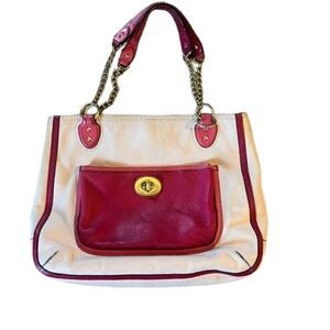 COACH Poppy Collection Pebbled Leather Tote Bag – Shades of Pink – VGUC